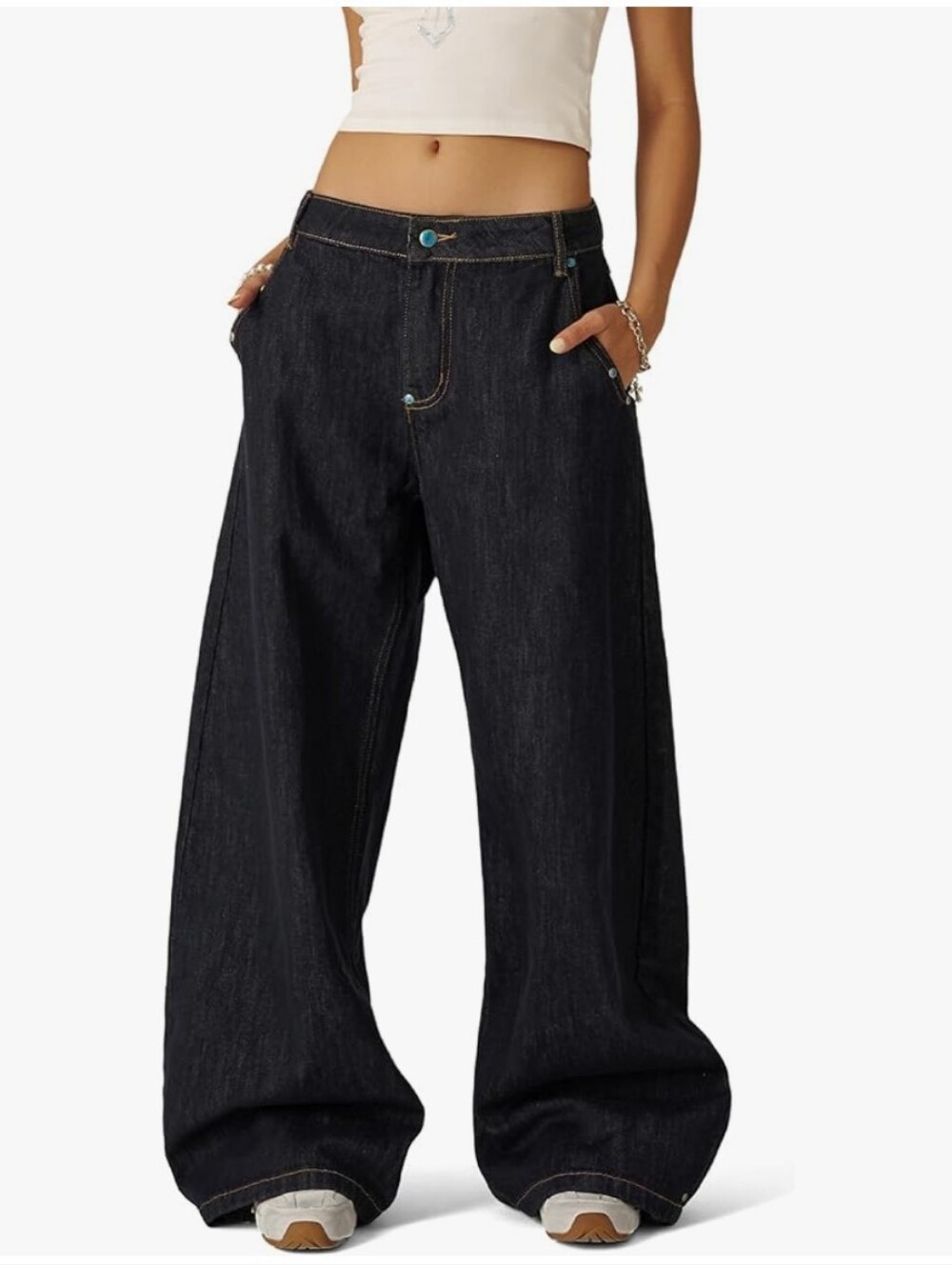 Aelfric Eden Baggy Jeans Vintage Rivet Barrel High Waisted Wide Leg Y2k NWT 29 - Picture 5 of 15
